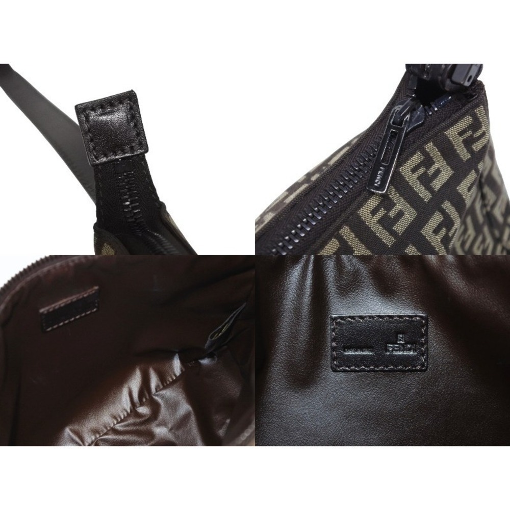 FENDI handbag zucchino canvas leather brown black hardware - Picture 7 of 8